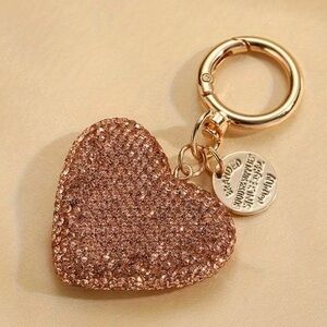 New double sided Rosegold rhinestone heart purse keychain